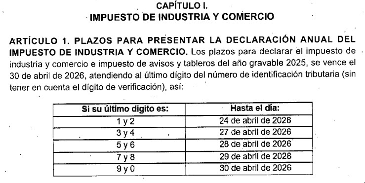 fecha de pago de industria y comercio envigado 2026
